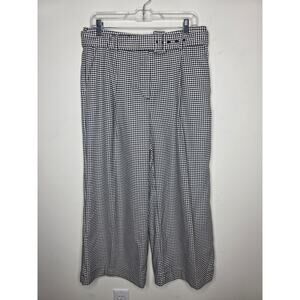 Ann Taylor black white houndstooth belted culottes dress pants - 6